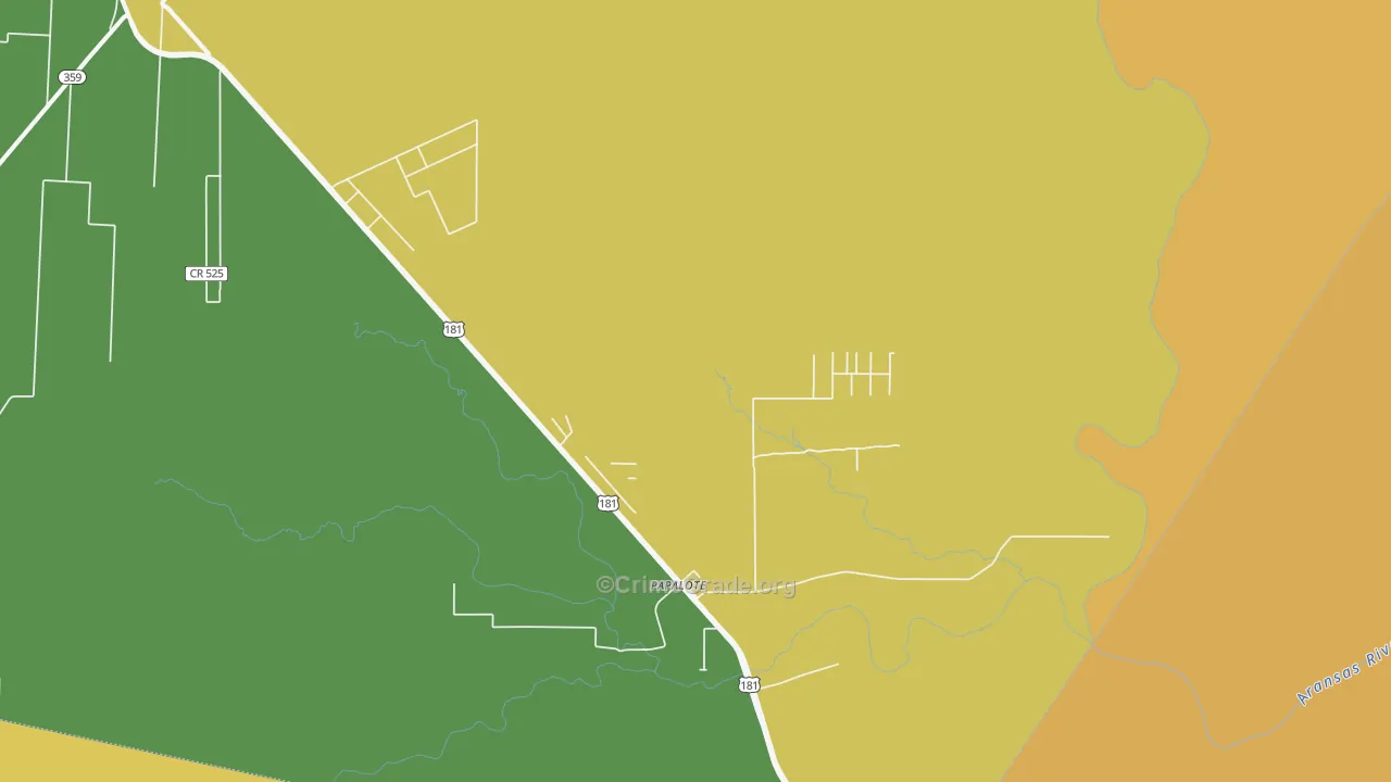 Papalote, TX Map of Robbery Rates