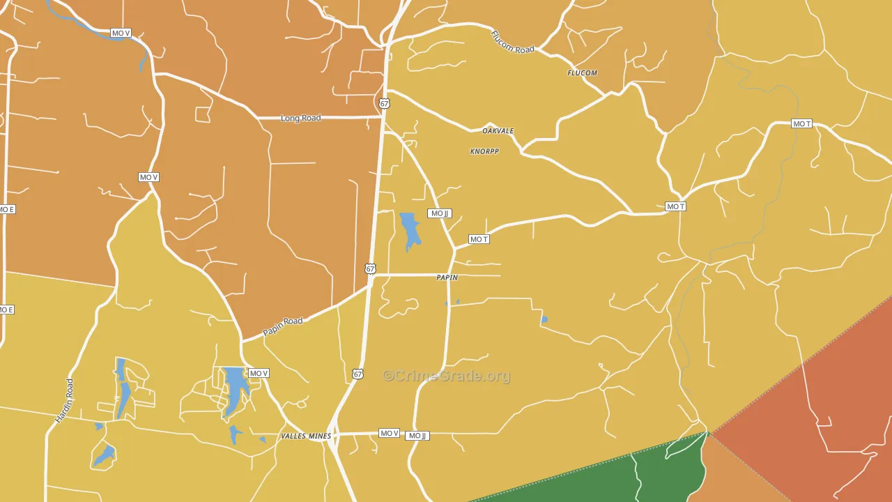 Papin, MO Map of Robbery Rates