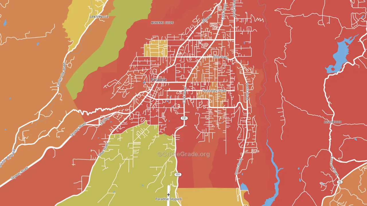 Paradise, CA Map of Robbery Rates