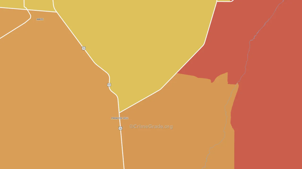 Paradise Hill, NV Map of Robbery Rates