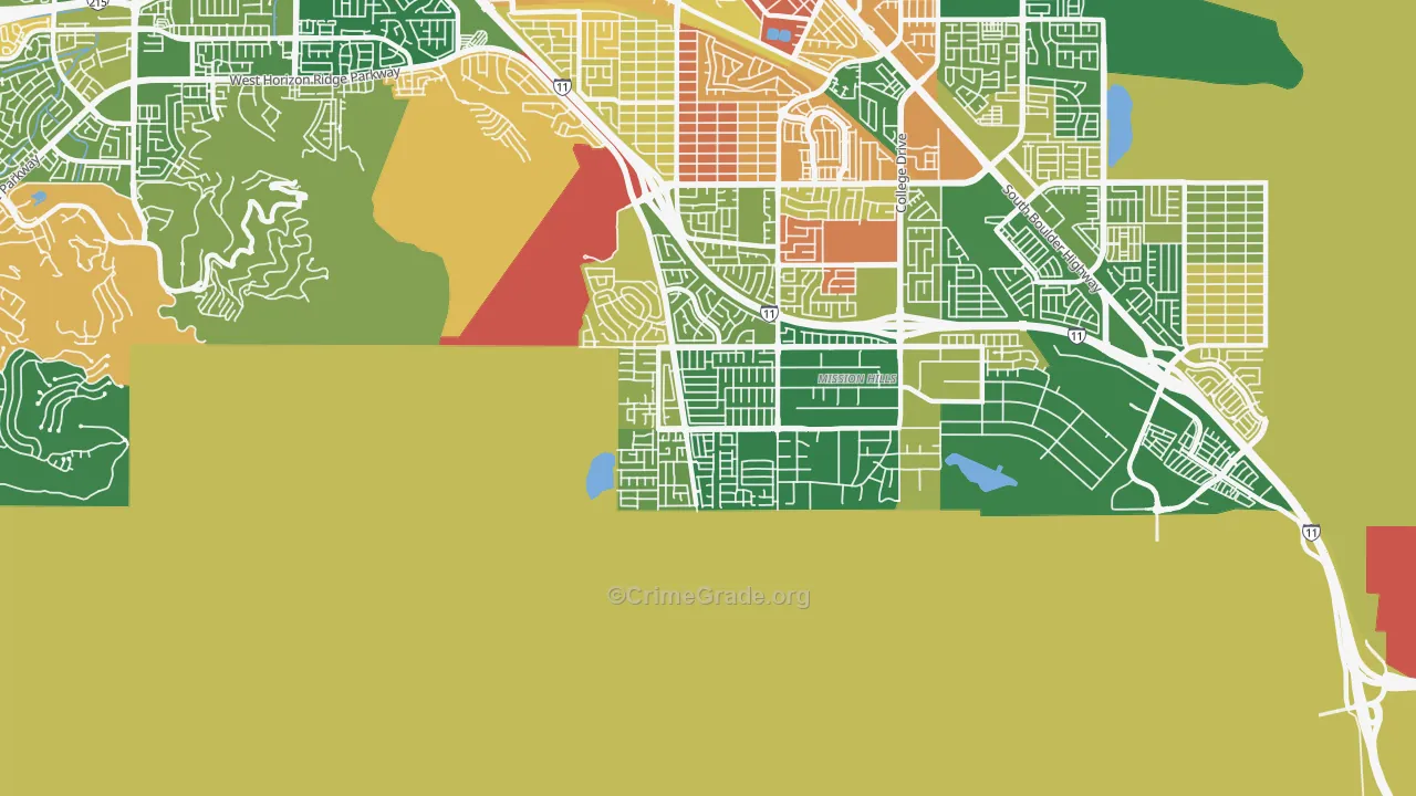 Paradise Hills, Henderson, NV Map of Robbery Rates