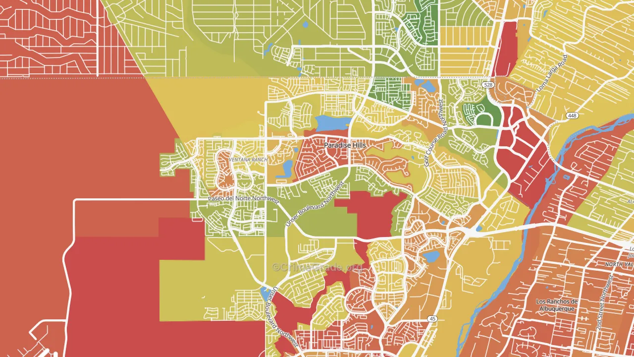 Paradise Hills, NM Map of Robbery Rates
