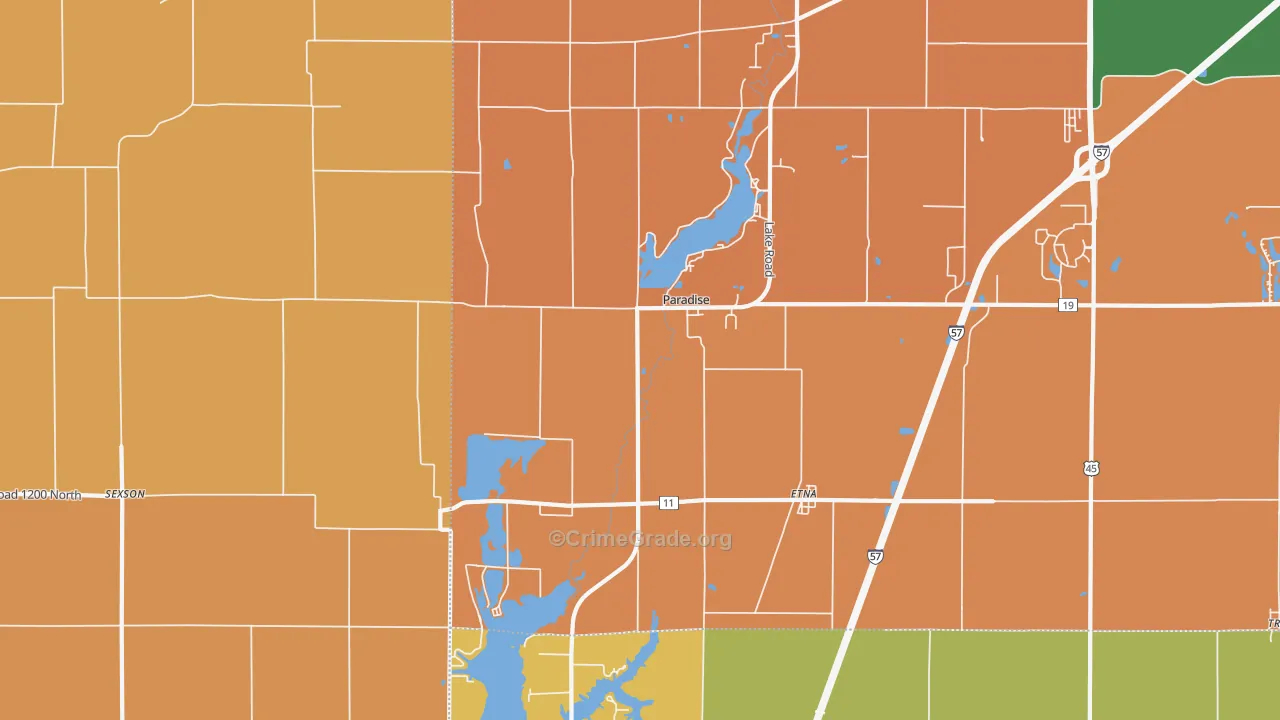 Paradise, IL Map of Robbery Rates