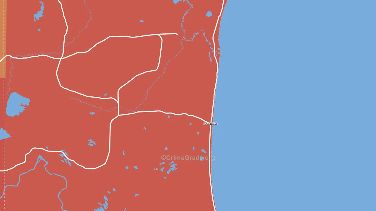 Paradise, MI Map of Robbery Rates