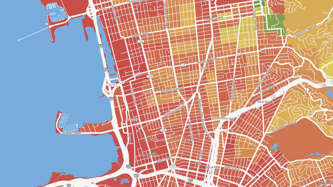 Paradise Park, Emeryville, CA Map of Robbery Rates