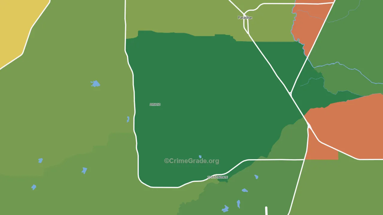 Paradise, TX Map of Robbery Rates