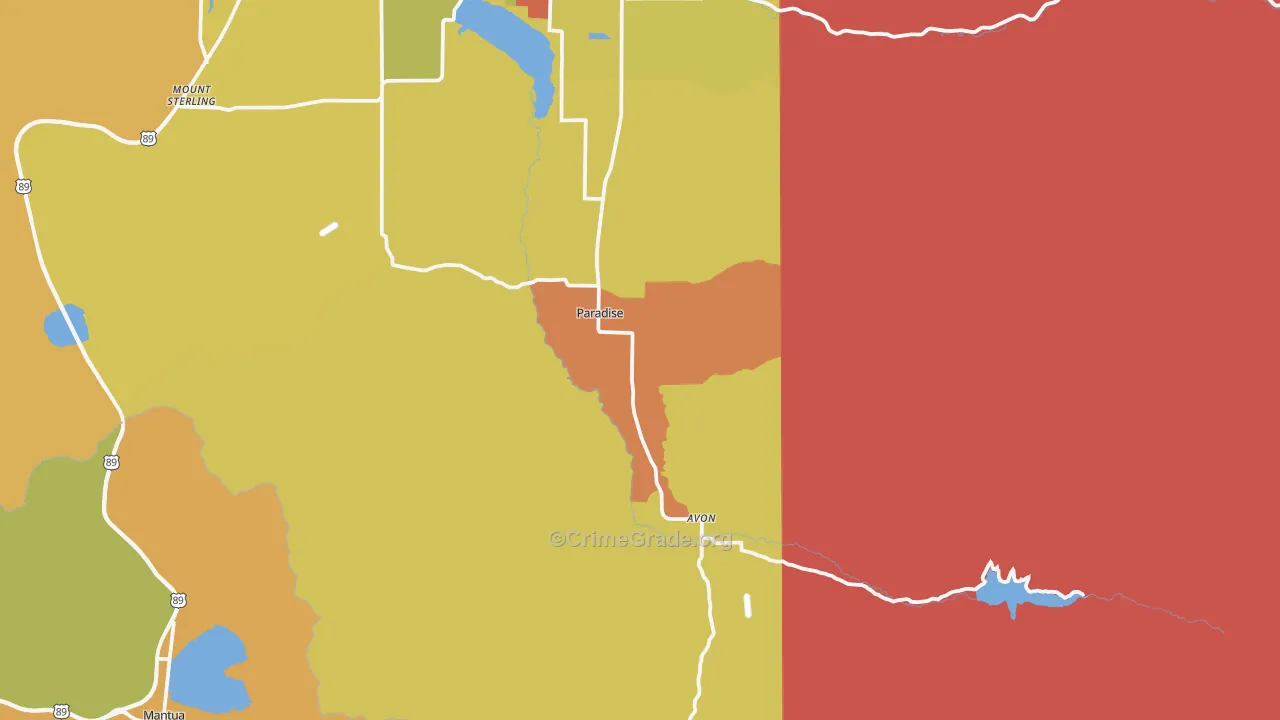 Paradise, UT Map of Robbery Rates