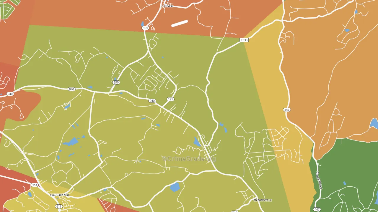 Paradise Valley, PA Map of Robbery Rates