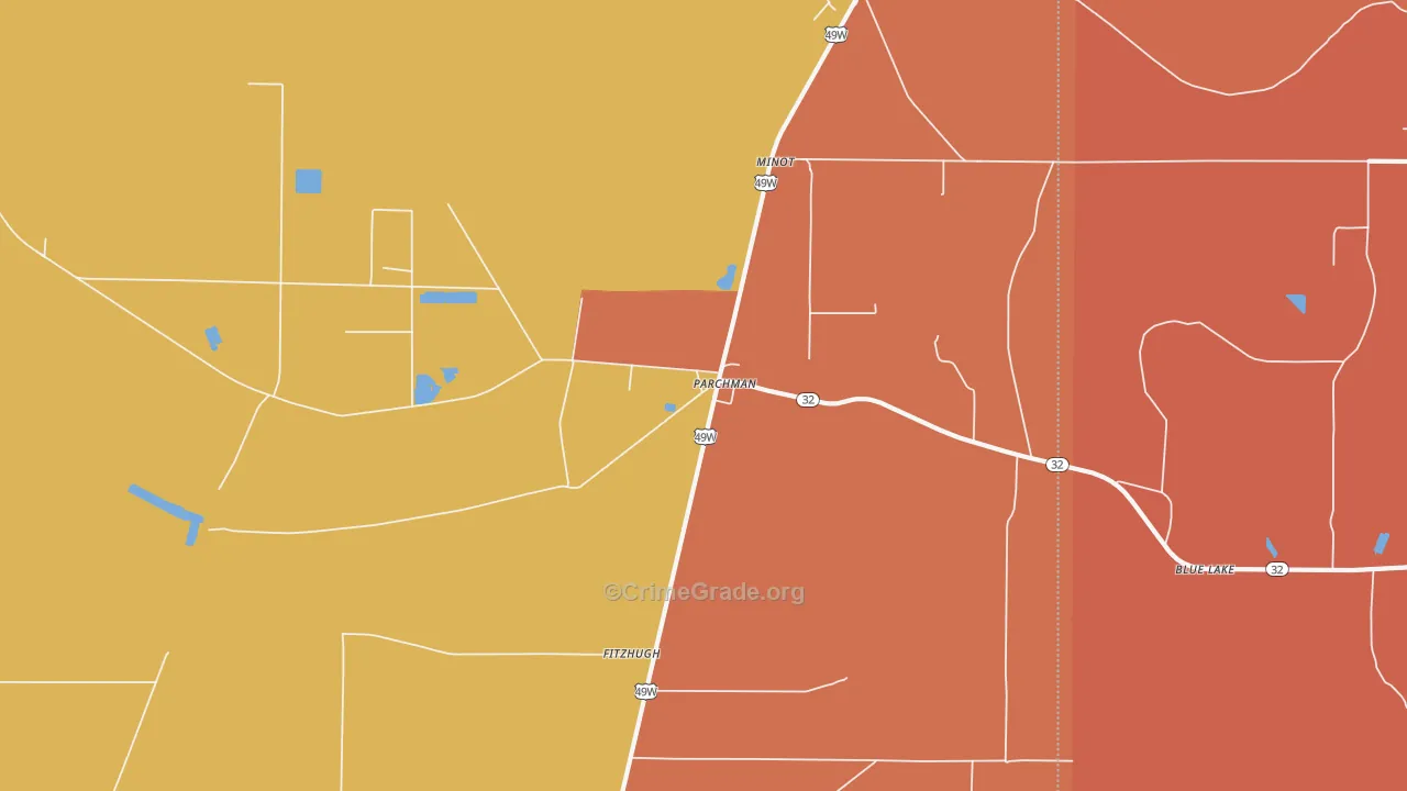Parchman, MS Map of Robbery Rates