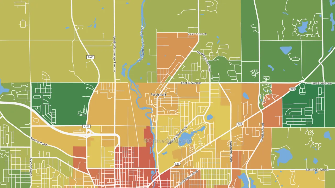 Parchment, MI Map of Robbery Rates