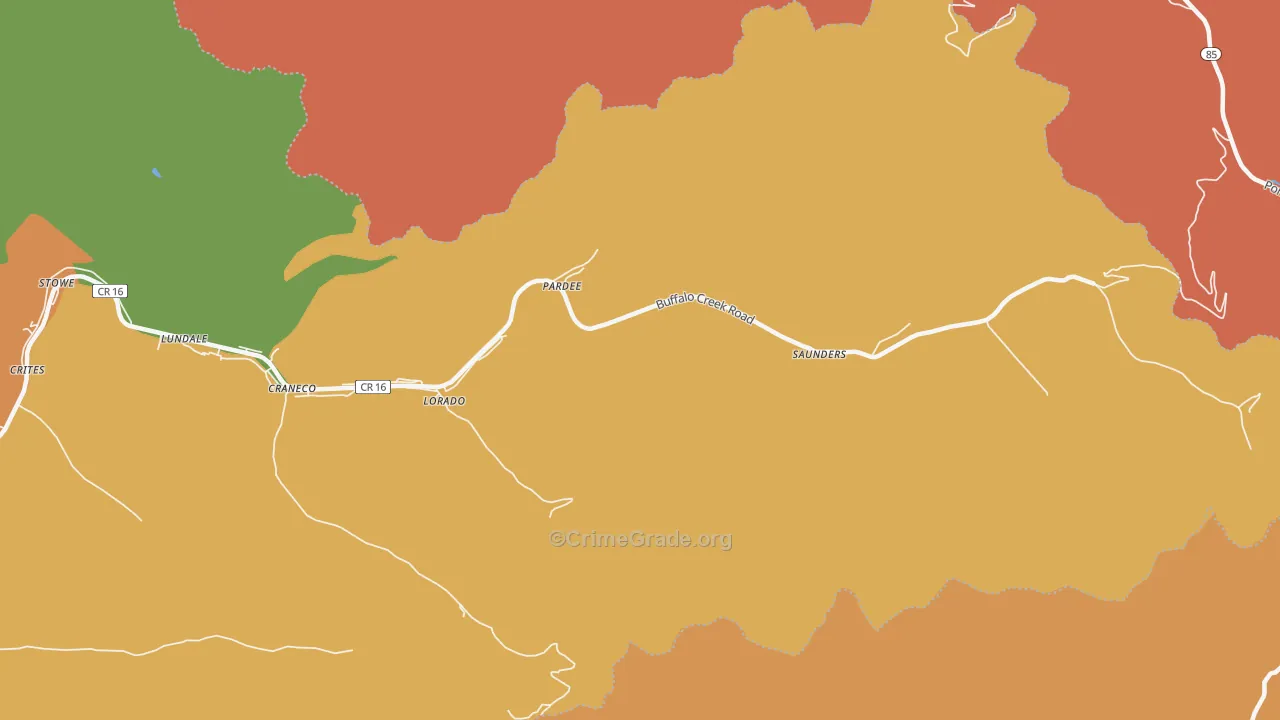 Pardee, WV Map of Robbery Rates