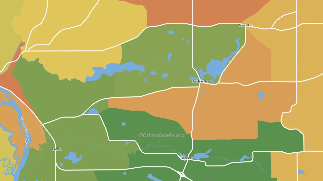 Pardeeville, WI Map of Robbery Rates