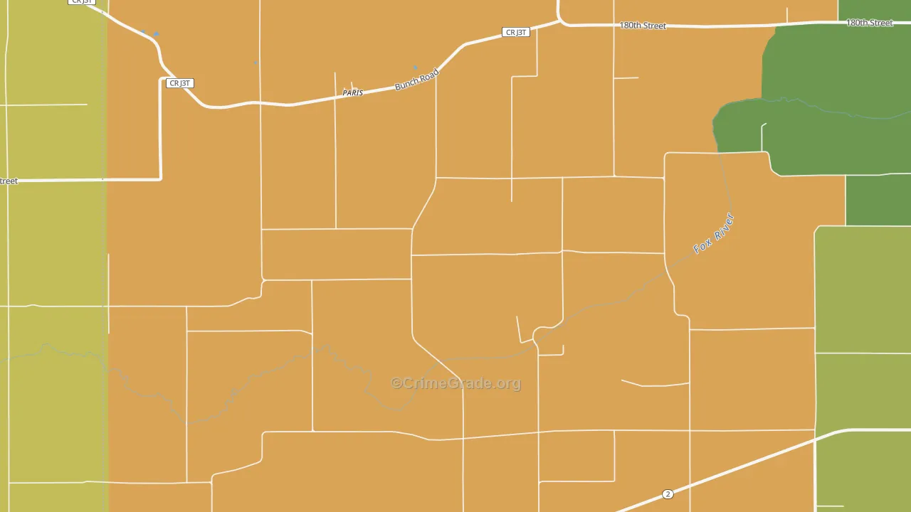 Paris, IA Map of Robbery Rates