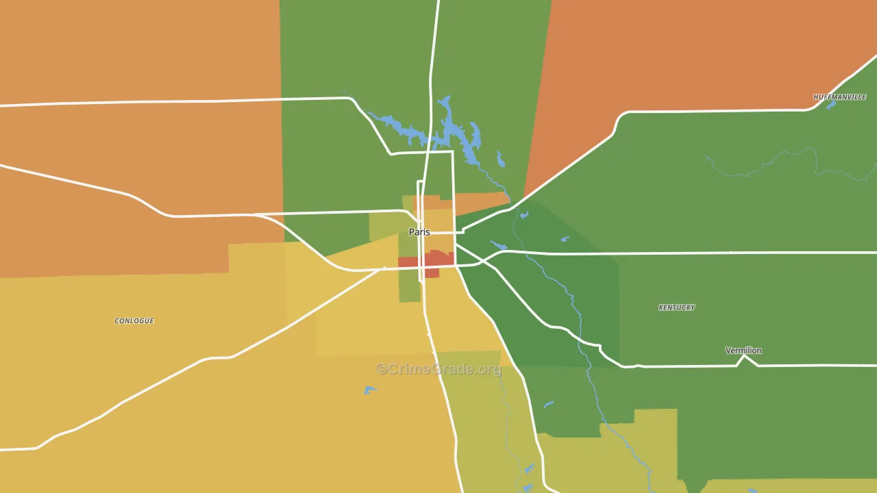 Paris, IL Map of Robbery Rates