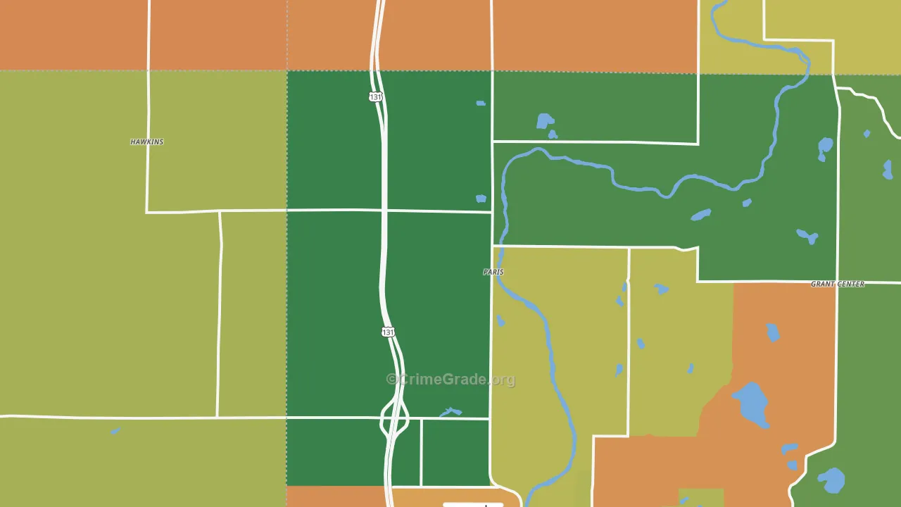 Paris, MI Map of Robbery Rates