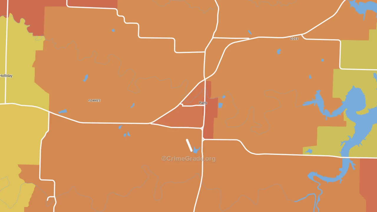 Paris, MO Map of Robbery Rates