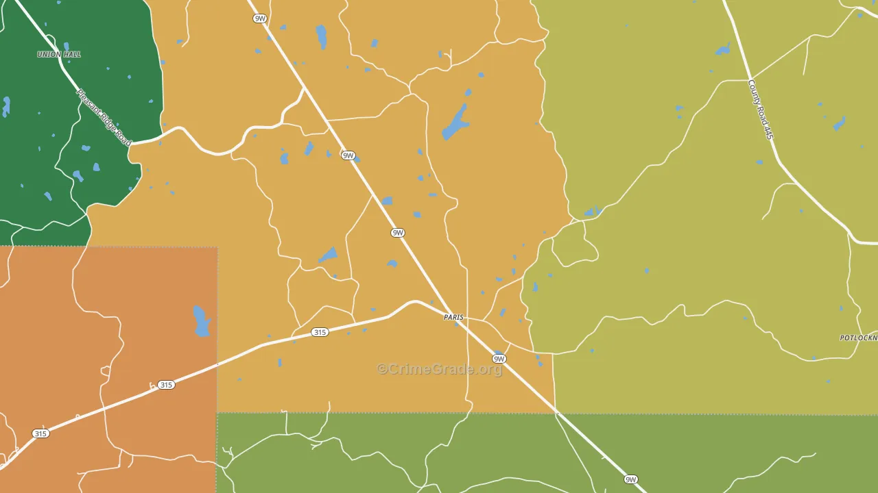 Paris, MS Map of Robbery Rates
