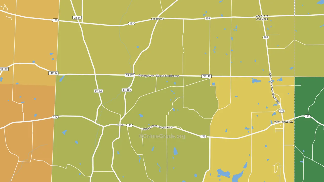 Paris, OH Map of Robbery Rates