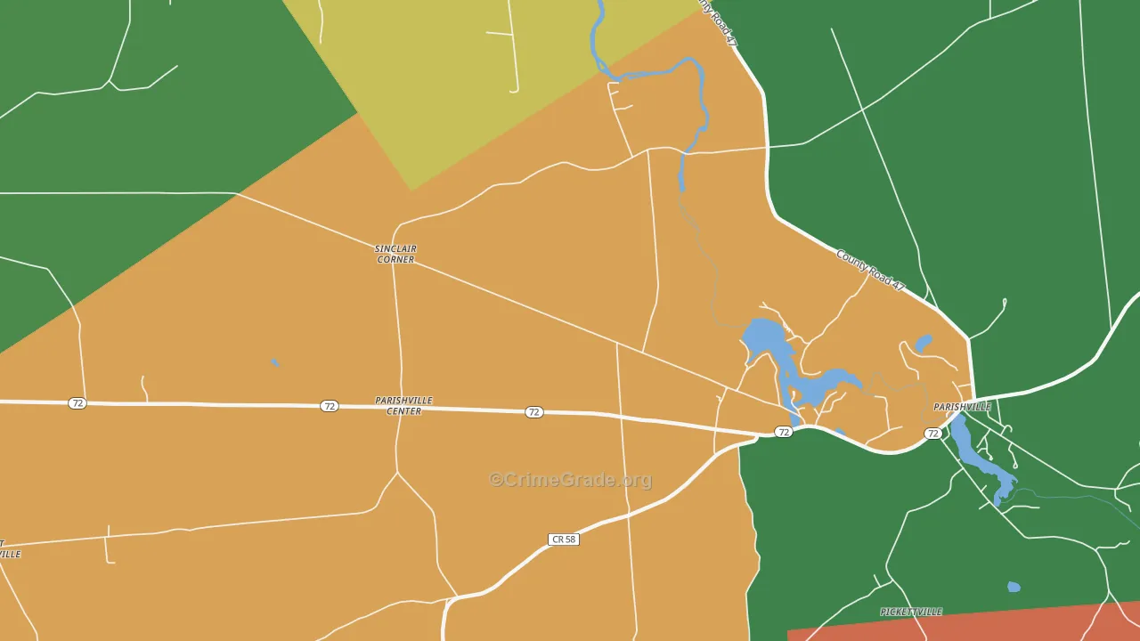 Parishville Center, NY Map of Robbery Rates