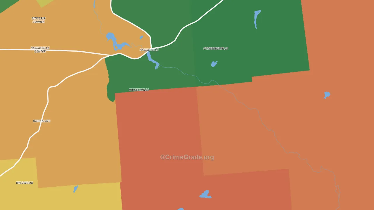 Parishville, NY Map of Robbery Rates