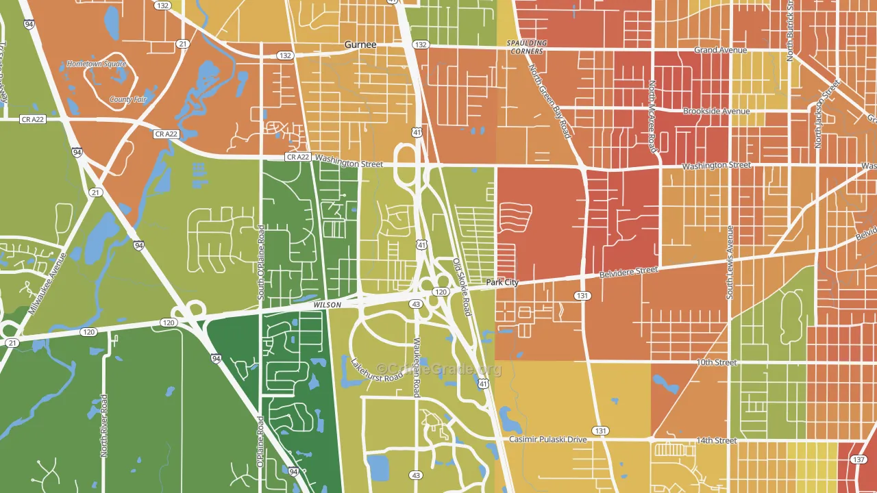 Park City, IL Map of Robbery Rates