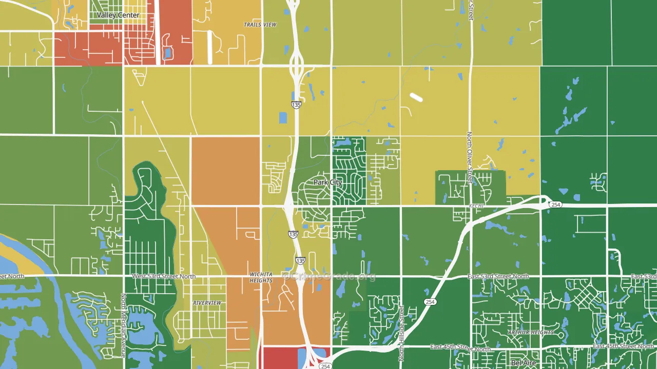 Park City, KS Map of Robbery Rates