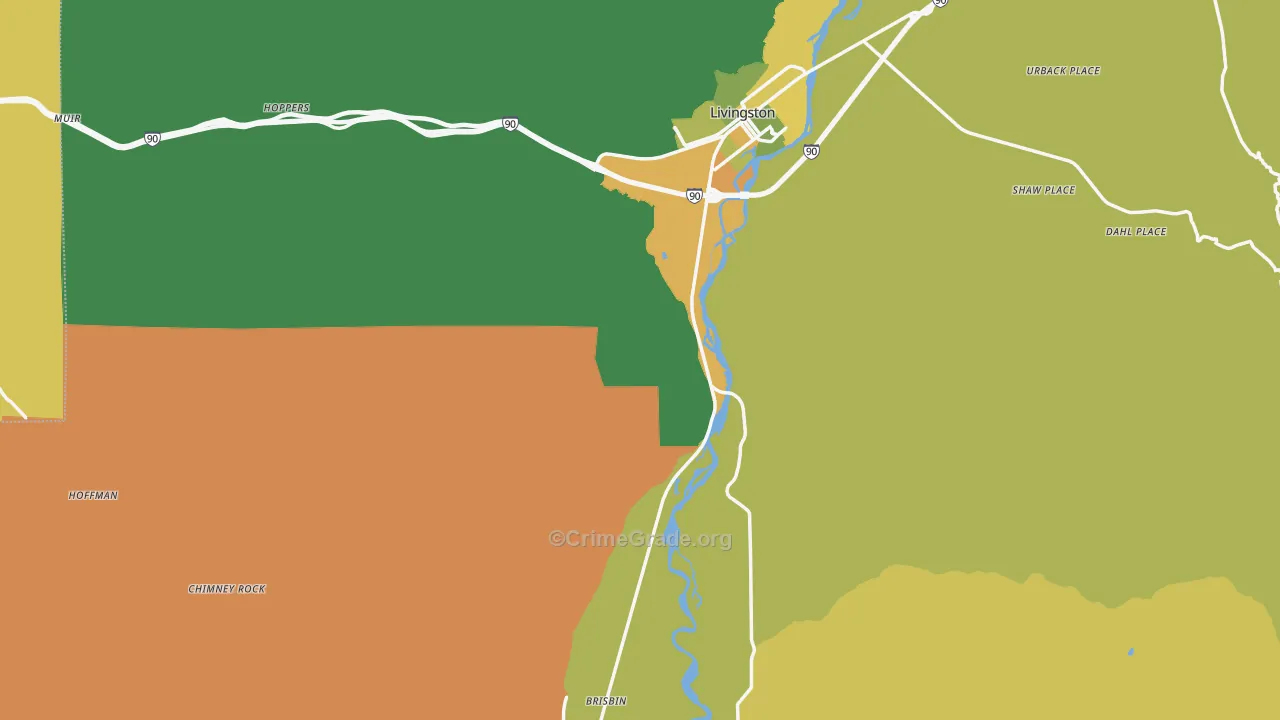 Park County, MT Map of Robbery Rates