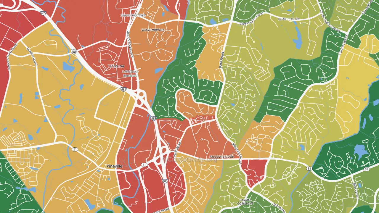 Park Crossing, Charlotte, NC Map of Robbery Rates