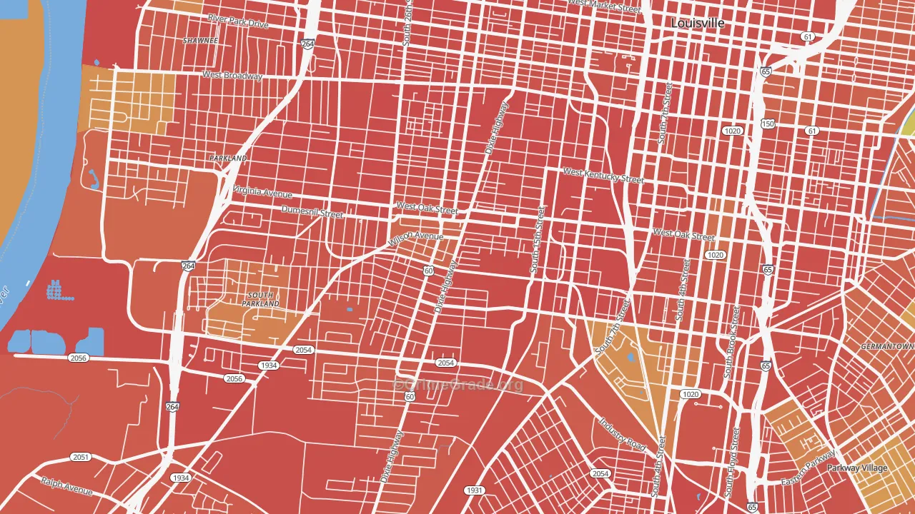Park Hill, Louisville, KY Map of Robbery Rates