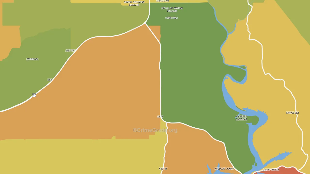 Park Hill, OK Map of Robbery Rates