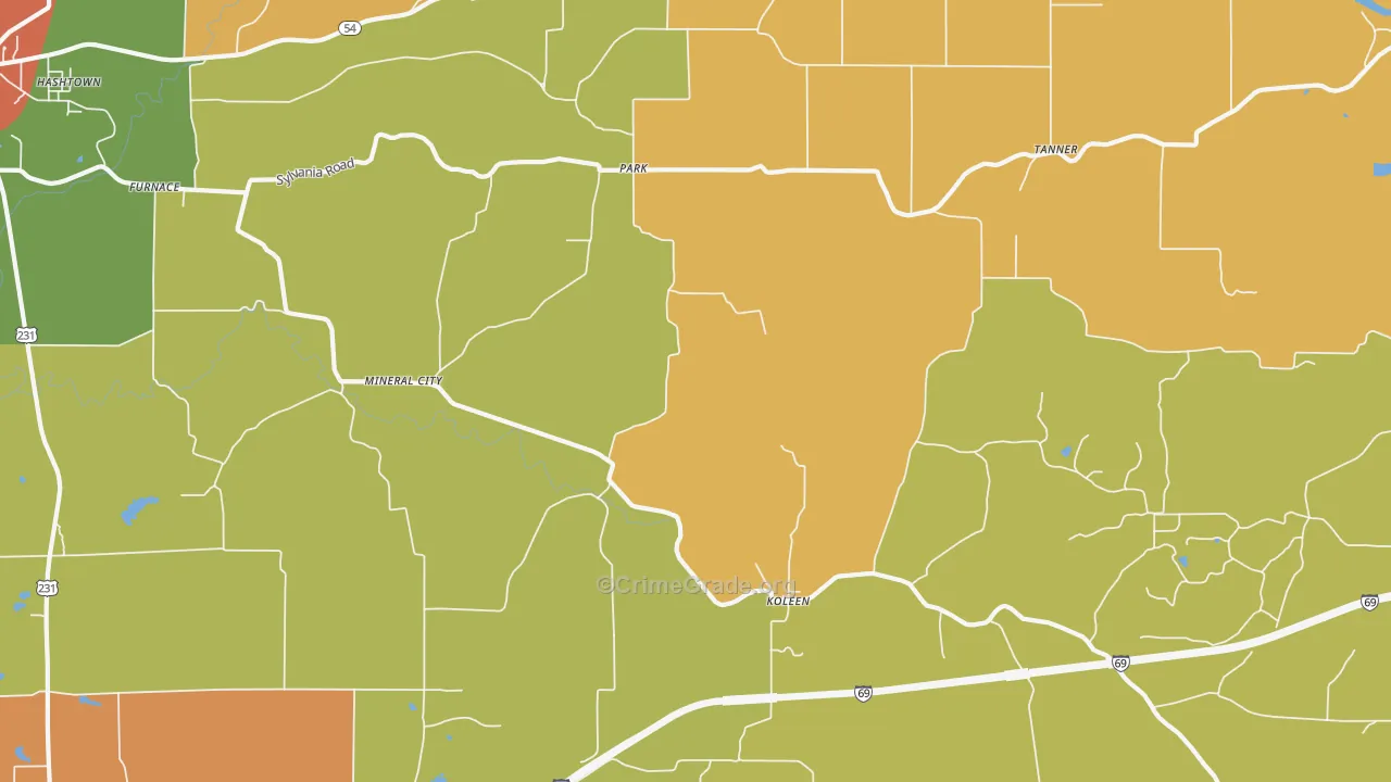Park, IN Map of Robbery Rates