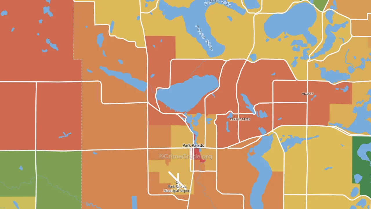 Park Rapids, MN Map of Robbery Rates