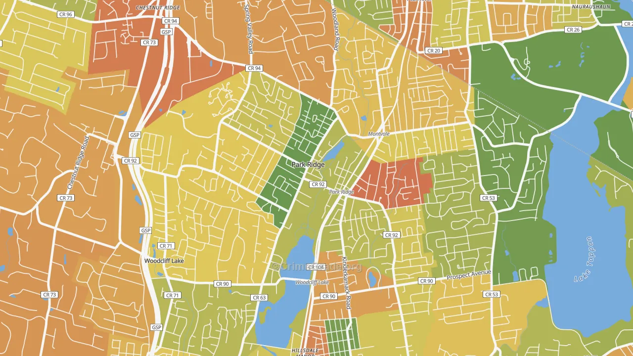 Park Ridge, NJ Map of Robbery Rates