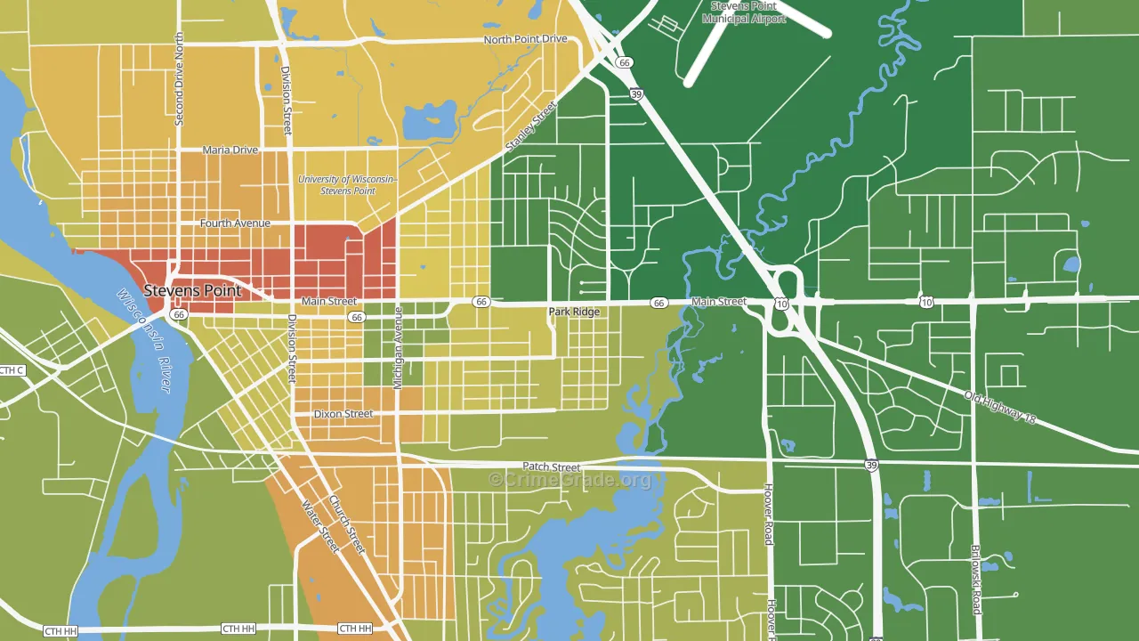 Park Ridge, WI Map of Robbery Rates