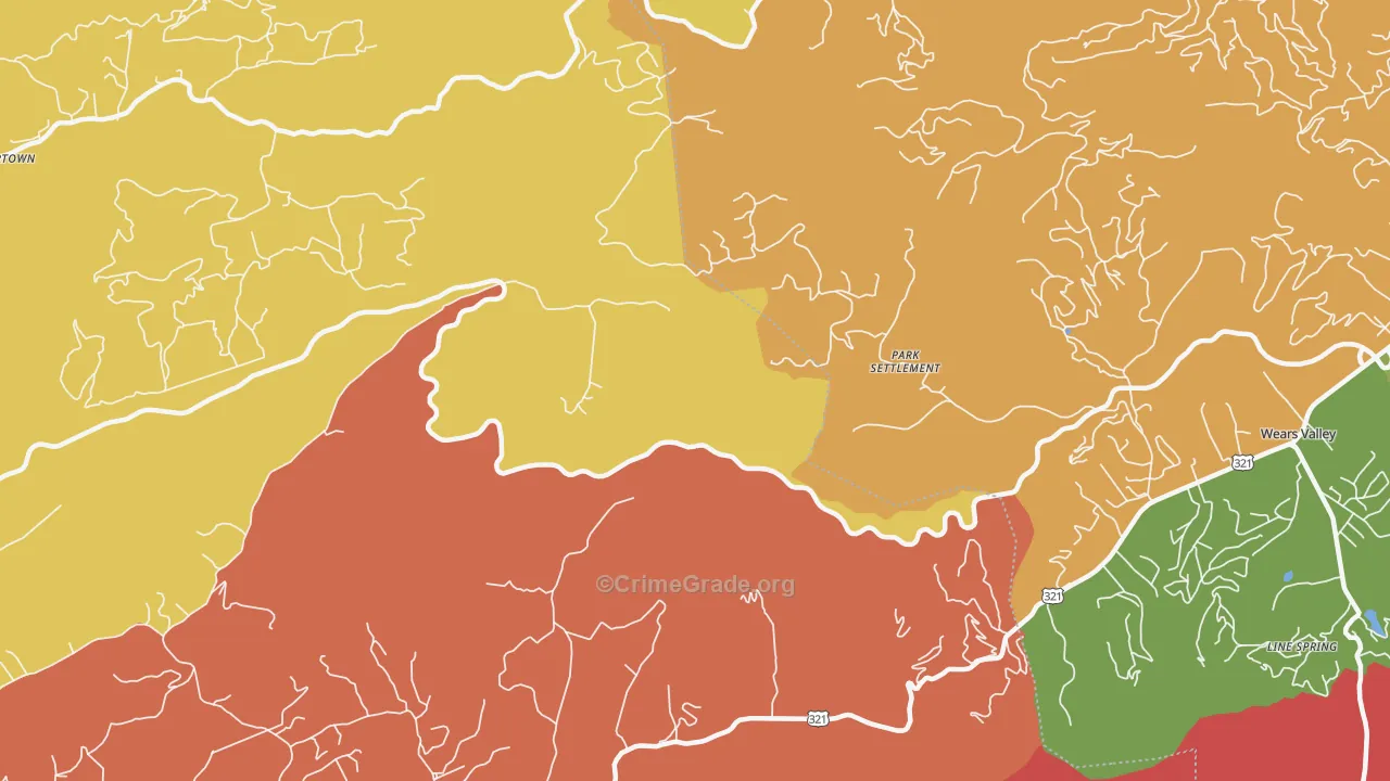 Park Settlement, TN Map of Robbery Rates
