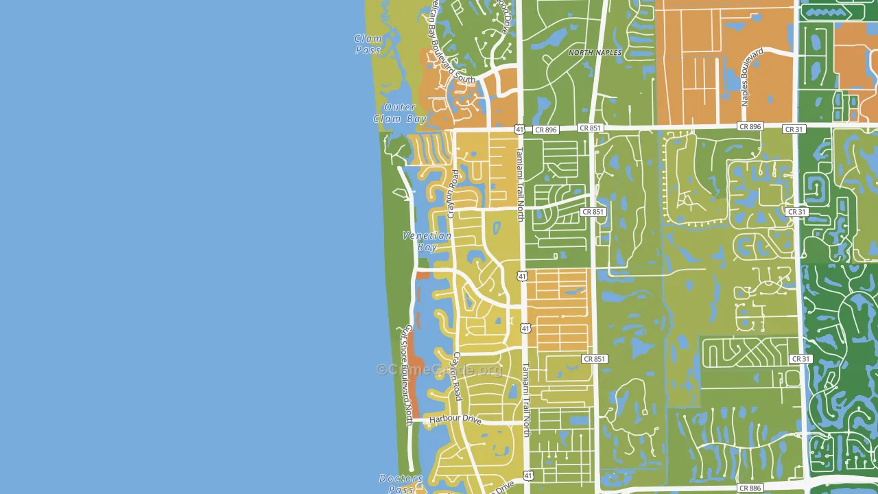 Park Shore, Naples, FL Map of Robbery Rates