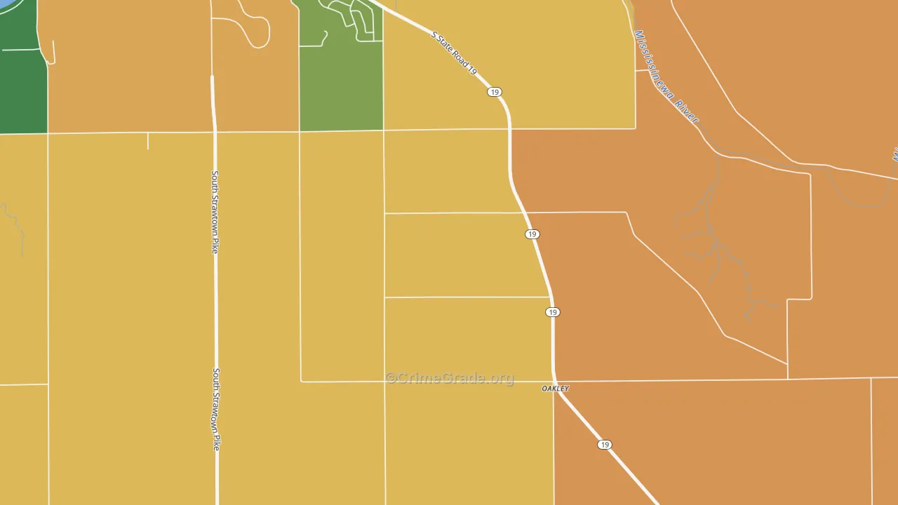 Park View Heights, IN Map of Robbery Rates
