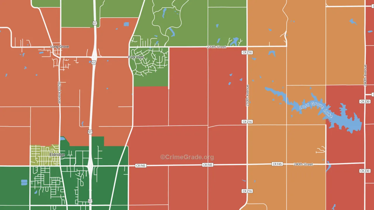 Park View, IA Map of Robbery Rates