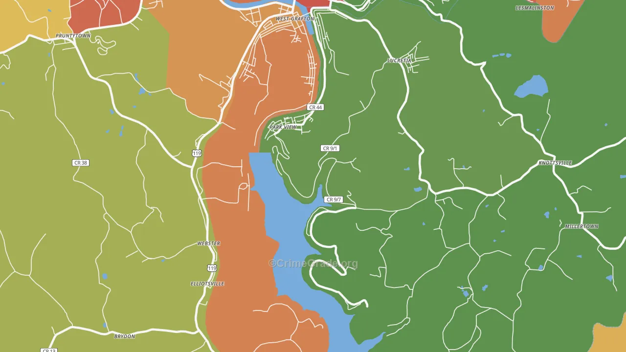 Park View, WV Map of Robbery Rates