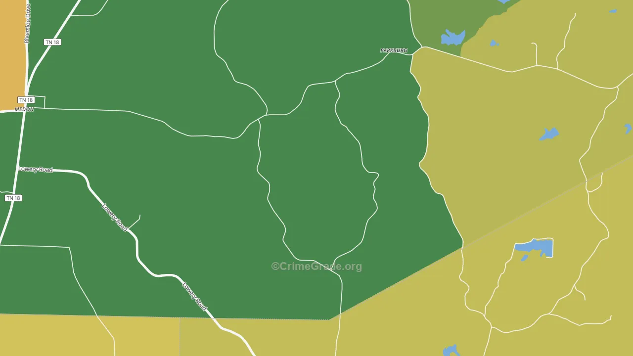 Parkburg, TN Map of Robbery Rates