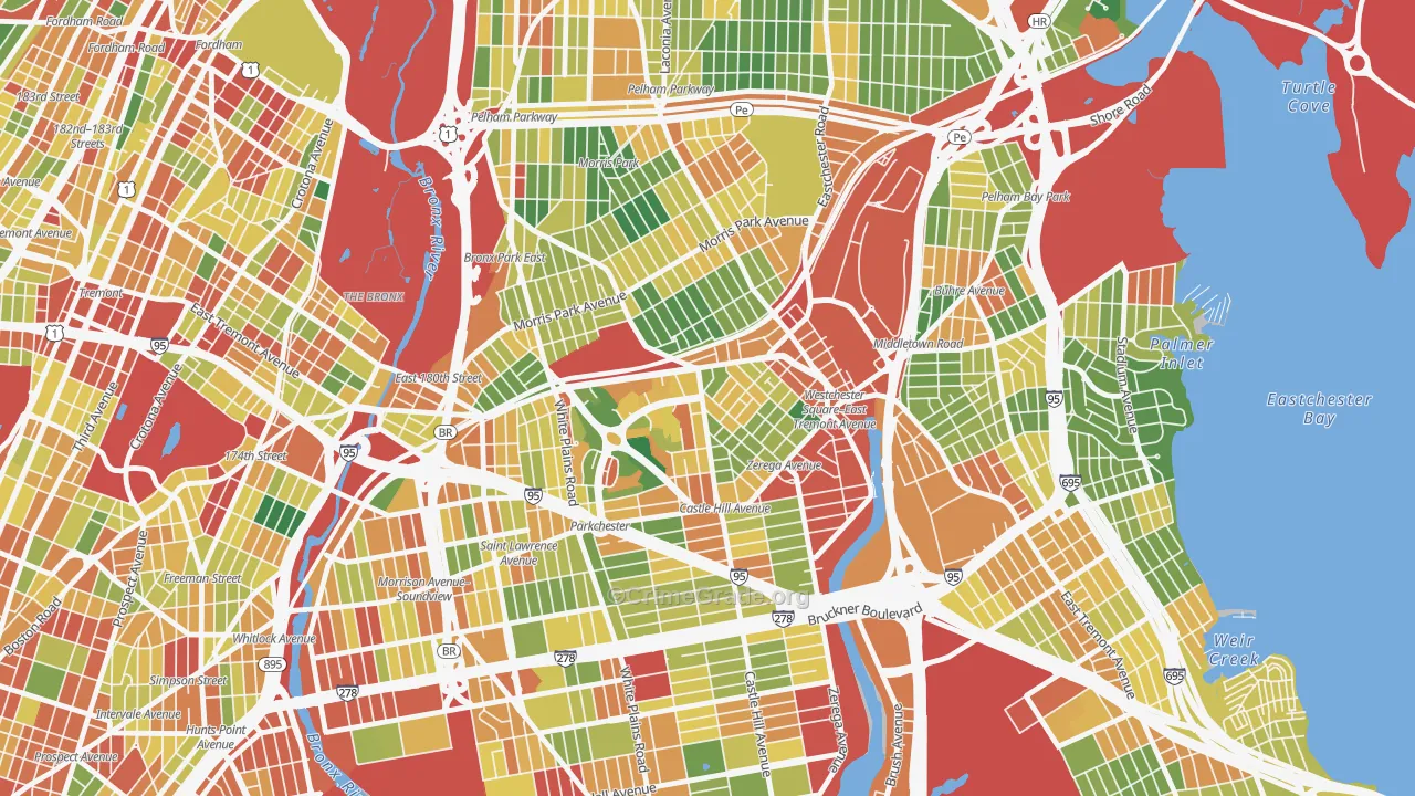 Parkchester, Bronx, NY Map of Robbery Rates