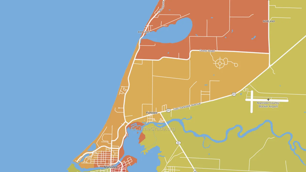 Parkdale, MI Map of Robbery Rates