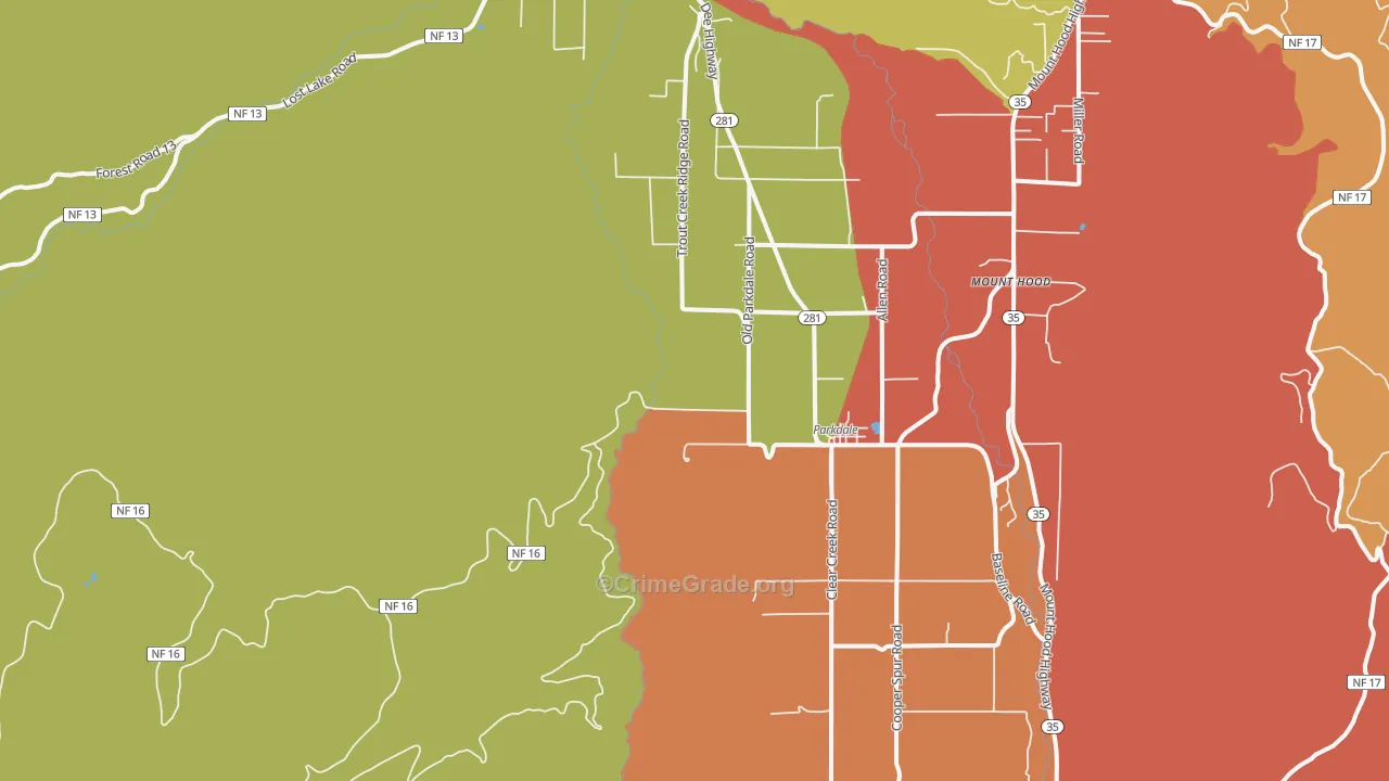 Parkdale, OR Map of Robbery Rates