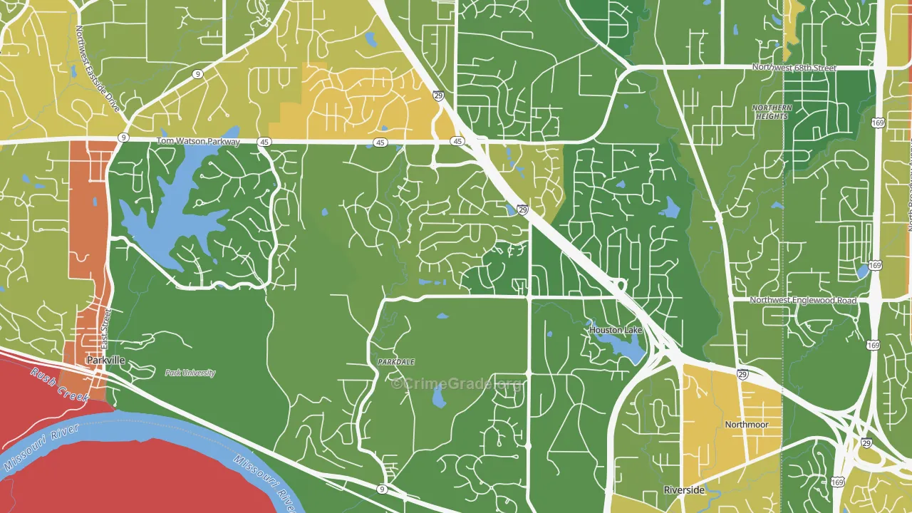Parkdale-Walden, Kansas City, MO Map of Robbery Rates