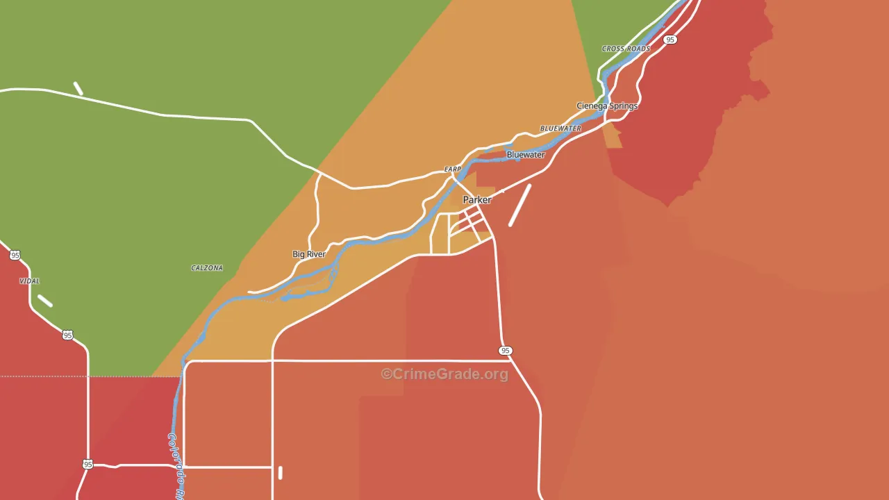 Parker, AZ Map of Robbery Rates