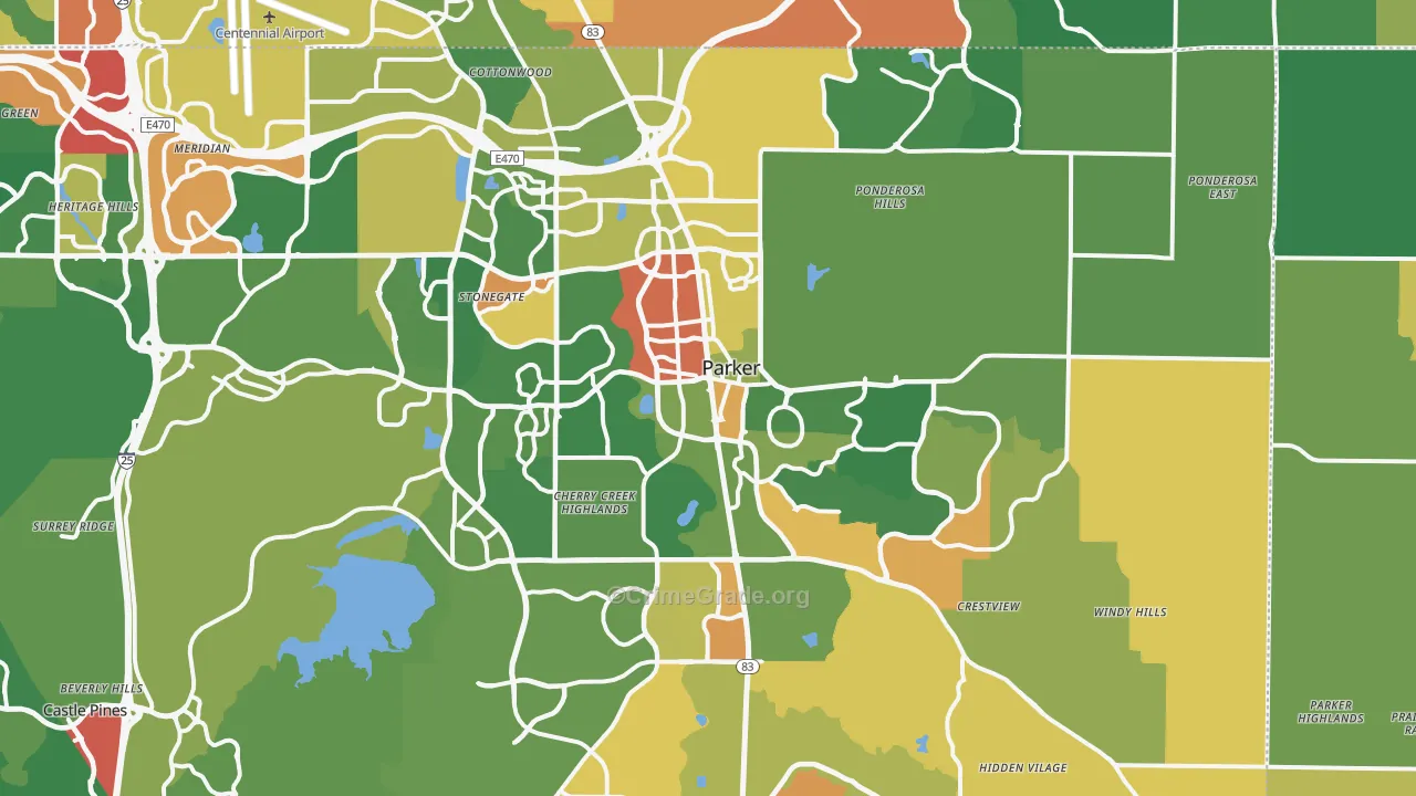 Parker, CO Map of Robbery Rates