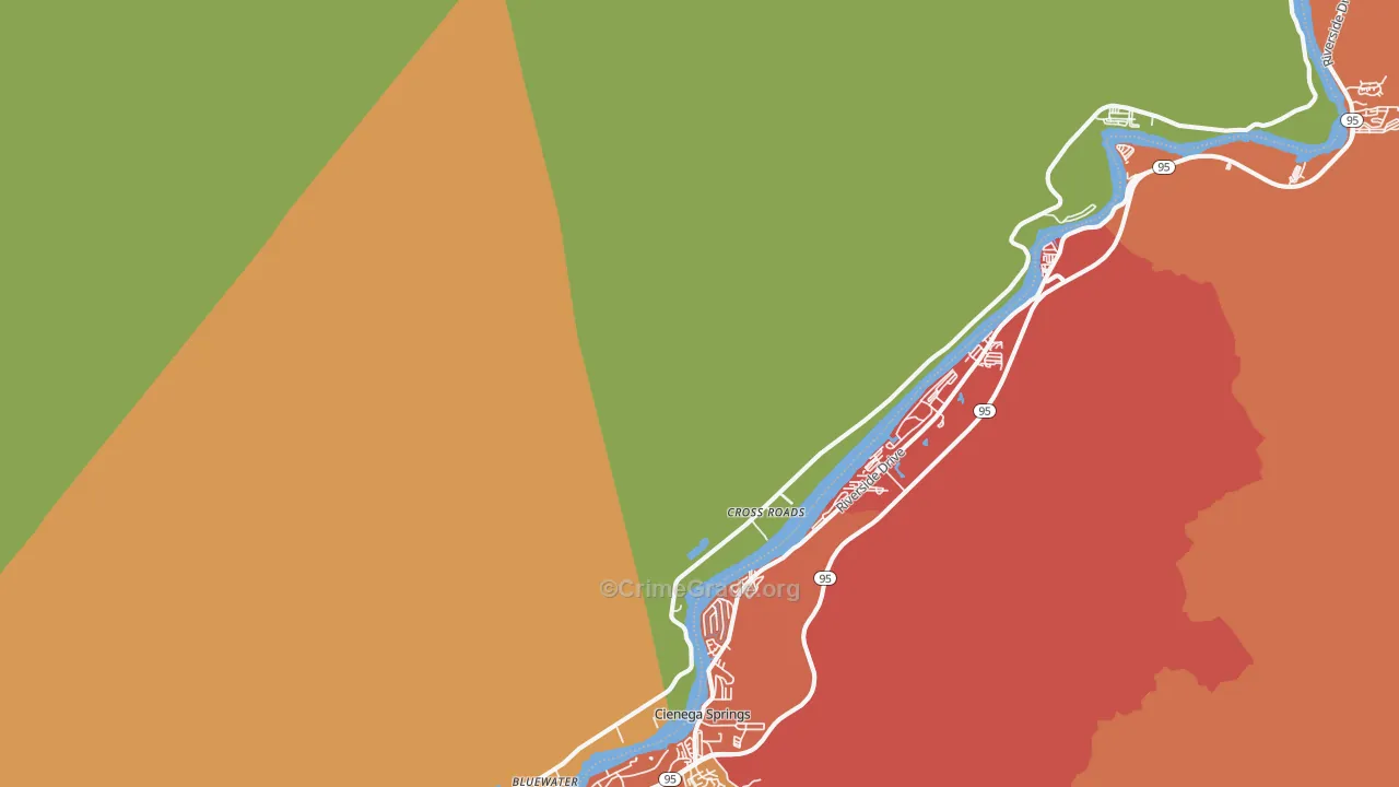 Parker Dam, CA Map of Robbery Rates