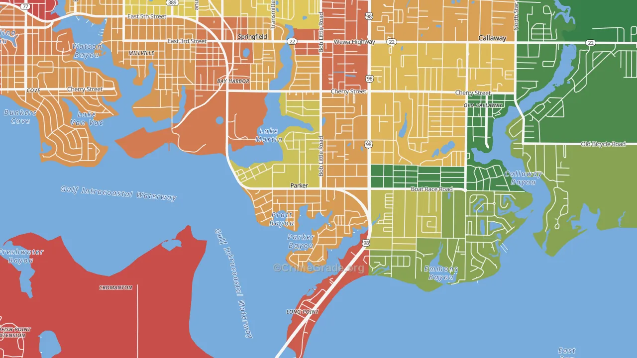 Parker, FL Map of Robbery Rates