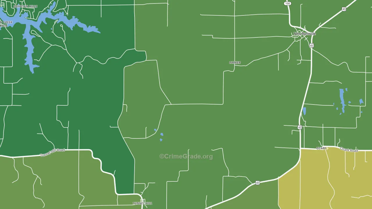 Parker, IL Map of Robbery Rates