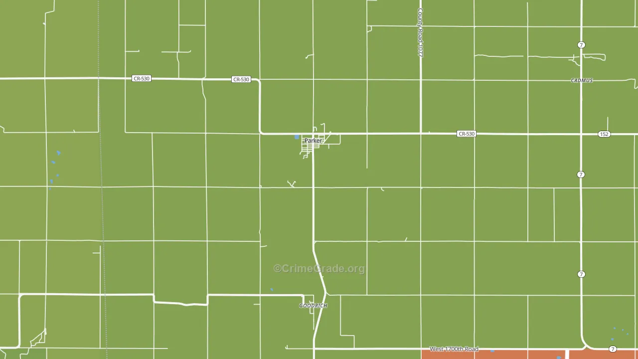 Parker, KS Map of Robbery Rates